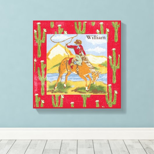 Retro Cowboy Leinwanddruck (Insitu (Holzboden))