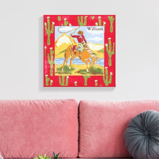 Retro Cowboy Leinwanddruck (Insitu (Wohnzimmer))