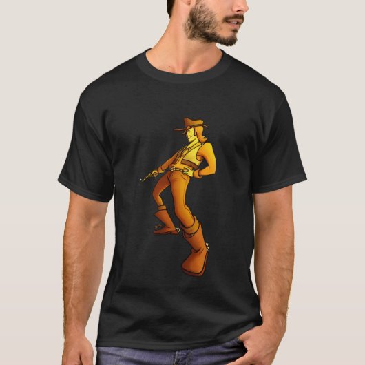 Retro-Cowboy-Pistolenheld T-Shirt (Vorderseite)