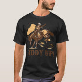 Retro Cowboy Rodeo Giddy Up Halten Sie Ihre Pferde T-Shirt (Vorderseite)
