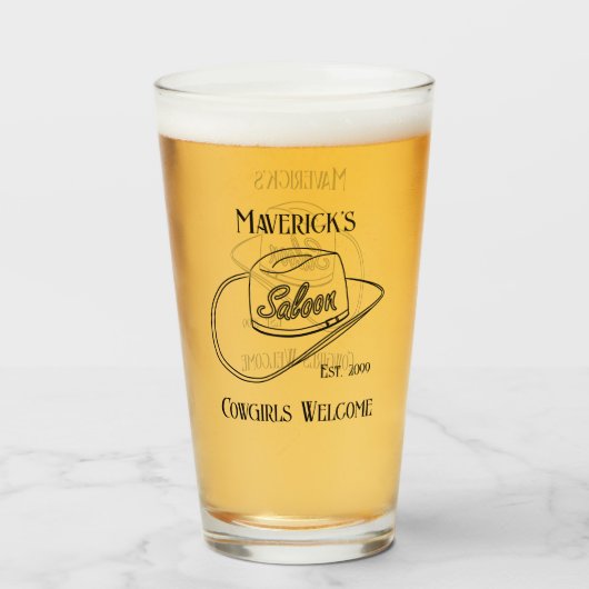 Retro Cowboy Saloon Trinkbehälter Pint Beer Glas (Vorne (Gefüllt))