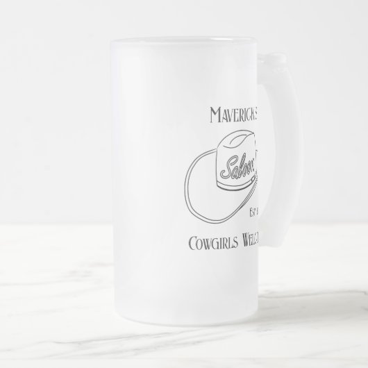 Retro Cowboy Saloon Trinkbehälter Pint Mattglas Bierglas (VorderseiteRechts)