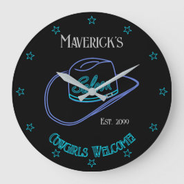 Retro Cowboy Saloon Wall Clock Lg. Große Wanduhr