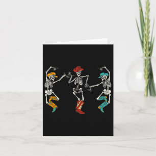 Retro Cowboy Skeleton Cowgirl Dancing Boots Hallow Karte
