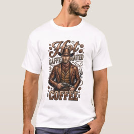 Retro-Cowboy-T-Shirt mit heißem koffeinhaltigem Ka T-Shirt