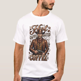 Retro-Cowboy-T-Shirt mit heißem koffeinhaltigem Ka T-Shirt