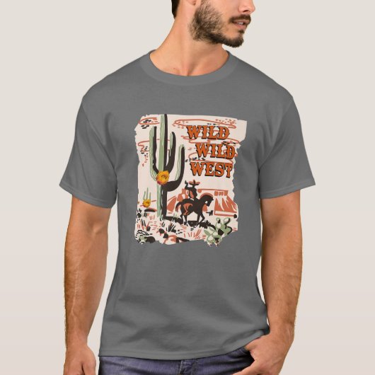 Retro Cowboy Wild West Wüste Cactus Western T-Shirt (Vorderseite)