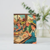 Retro Cowboys Comicen Postkarte (Stehend Vorderseite)