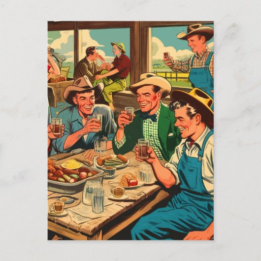 Retro Cowboys Comicen Postkarte (Vorderseite)