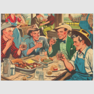Retro Cowboys Comicen Seidenpapier