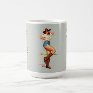 Retro Cowgirl Button-up Art Kaffeetasse