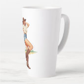 Retro Cowgirl Button-up Art Milchtasse (Rechte Ecke)
