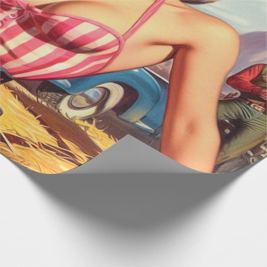 Retro Cowgirl Button Up Geschenkpapier (Ecke)