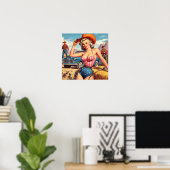Retro Cowgirl Button Up Poster (Heimbüro)