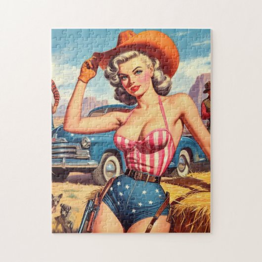 Retro Cowgirl Button Up Puzzle (Vertikal)