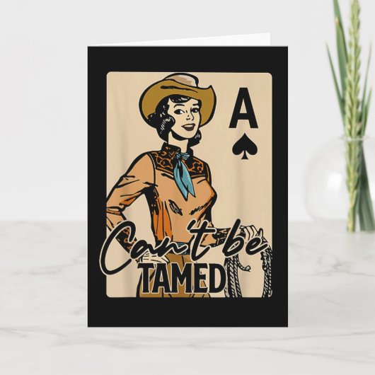 Retro Cowgirl Card Can't Be Tamed Western Country  Karte (Vorderseite)