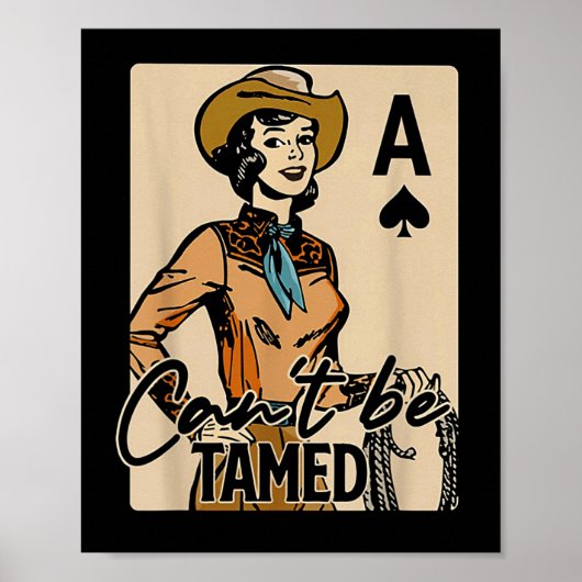 Retro Cowgirl Card Can't Be Tamed Western Country Poster (Vorne)
