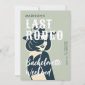 Retro Cowgirl Last Rodeo Glam Sage Bachelorette Einladung (Vorderseite)