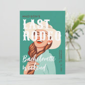 Retro Cowgirl Last Rodeo Itinerary Bachelorette Einladung (Stehend Vorderseite)