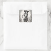 Retro Cowgirl LBD Aufkleber (Tasche)