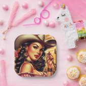 Retro Cowgirl Pappteller (Party)