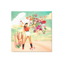 Retro-Cowgirl-Pinup-Sträußchen Wüsten-Surreal-Koll