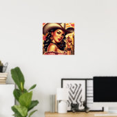 Retro Cowgirl Poster (Heimbüro)