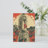Retro Cowgirl Postkarte (Stehend Vorderseite)