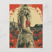 Retro Cowgirl Postkarte (Vorderseite)