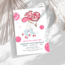 Retro Cowgirl Rollerskating Einladung zum Geburtst