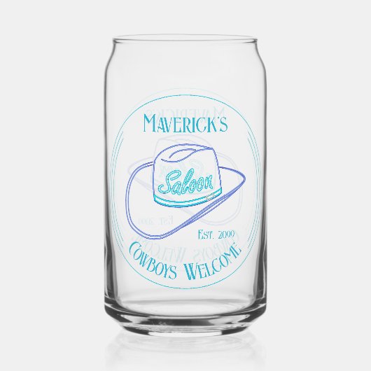 Retro Cowgirl Saloon Can Beer Trinkbehälter Dosenglas (Vorderseite)