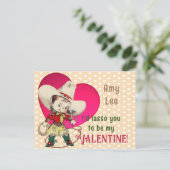 Retro Cowgirl Valentine Holiday Postkarte (Stehend Vorderseite)