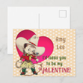 Retro Cowgirl Valentine Holiday Postkarte (Vorne/Hinten)