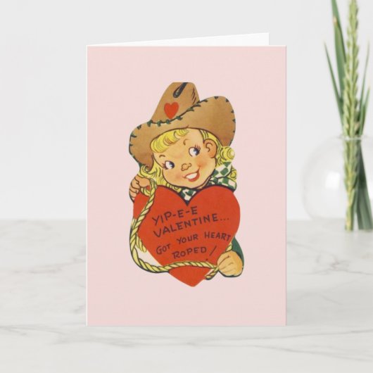 Retro Cowgirl Valentine's Day Card Feiertagskarte (Vorderseite)