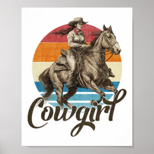 Retro-Cowgirl vom Rodeo Poster