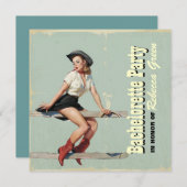 Retro cowgirl Western Country Junggeselinnen-Absch Einladung (Vorne/Hinten)