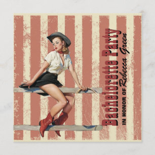 retro Cowgirl-Western-Land-Junggeselinnen-Abschied Einladung