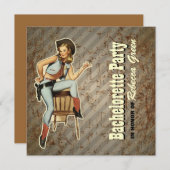 retro Cowgirl-Western-Land-Junggeselinnen-Abschied Einladung (Vorne/Hinten)