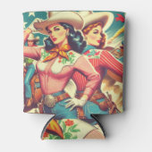 Retro-Cowgirls Button-ups Dosenkühler (Vorderseite)