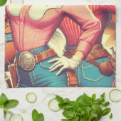 Retro-Cowgirls Button-ups Geschirrtuch (Gefaltet)