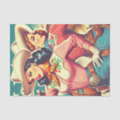 Retro-Cowgirls Button-ups Seidenpapier (Vorderseite)