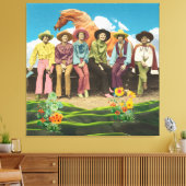 Retro-Cowgirls - Surreale Collage Leinwanddruck (Insitu (Wohnzimmer))