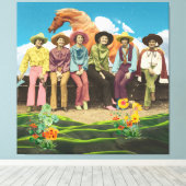 Retro-Cowgirls - Surreale Collage Leinwanddruck (Insitu (Holzboden))