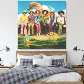 Retro-Cowgirls - Surreale Collage Leinwanddruck (Insitu (Schlafzimmer))
