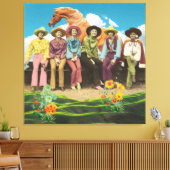 Retro-Cowgirls - Surreale Collage Leinwanddruck (Insitu (Wohnzimmer))