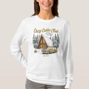 Retro Cozy Cabin Club Vintage A-Frame T-Shirt