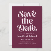 Retro Cranberry Red Wedding Save The Date (Vorderseite)