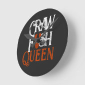Retro Crawfish Queen Seafood Runde Wanduhr (Winkel)