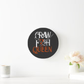 Retro Crawfish Queen Seafood Runde Wanduhr (Zuhause)