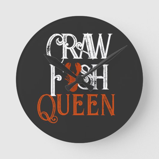 Retro Crawfish Queen Seafood Runde Wanduhr (Vorderseite)